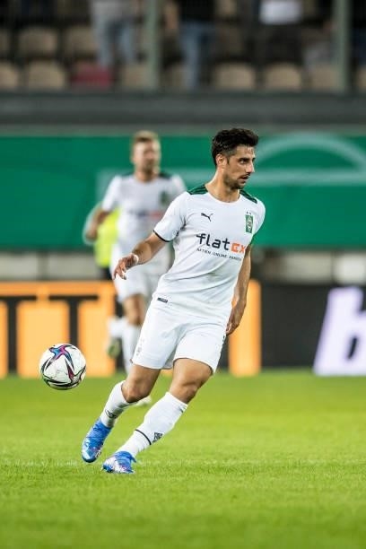 Lars Stindl of Borussia Moenchengladbach in action during the first Round DFB-Cup match between 1. FC Kaiserslautern and Borussia Moenchengladbach at...