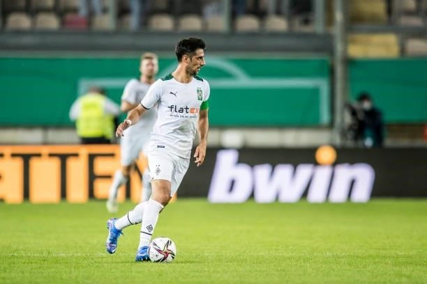 Lars Stindl of Borussia Moenchengladbach in action during the first Round DFB-Cup match between 1. FC Kaiserslautern and Borussia Moenchengladbach at...