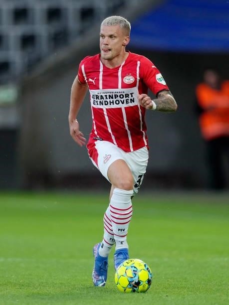 Philipp Max of PSV during the UEFA Champions League match between FC Midtjylland v PSV at the Arena Herning on August 10, 2021 in Herning Denmark