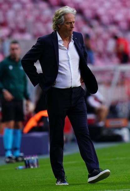 Jorge Jesus of SL Benfica looks on during the UEFA Champions League : Third Qualifying Round Leg Two match between SL Benfica and Spartak Moskva at...