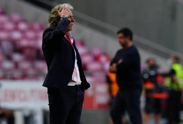 Jorge Jesus of SL Benfica in action during the UEFA Champions League Third Qualifying Round Leg Two match between SL Benfica and Spartak Moskva at...