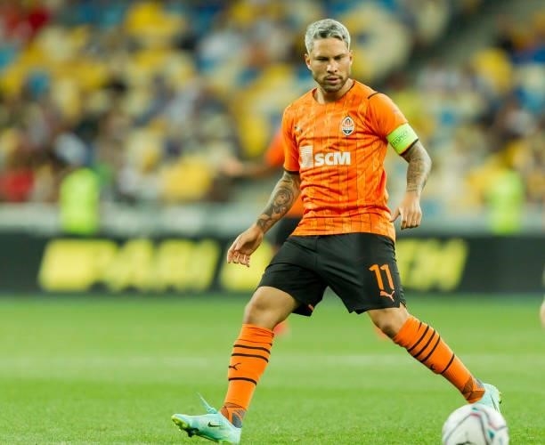 Marlos of Shakhtar Donetsk controls the ball during the UEFA Champions League 2021-22 third qualifying round 2nd leg between Shakhtar Donetsk and KRC...
