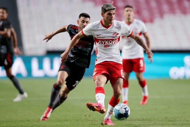 Ayrton Lucas of FC Spartak Moskva during the UEFA Champions League match between Benfica v Spartak Moscow at the Estadio do SL Benfica on August 10,...