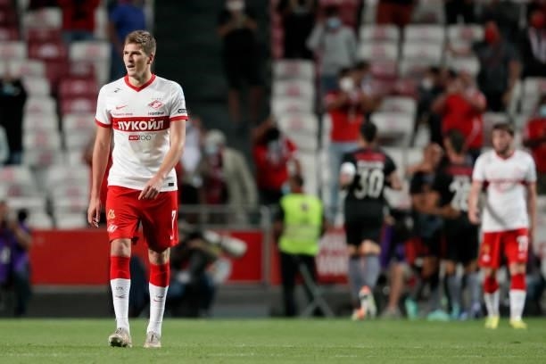 Aleksandr Sobolev of FC Spartak Moskva during the UEFA Champions League match between Benfica v Spartak Moscow at the Estadio do SL Benfica on August...