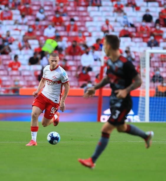 Nikolai Rasskazov of Spartak Moskva in action during the UEFA Champions League Third Qualifying Round Leg One match between SL Benfica and Spartak...