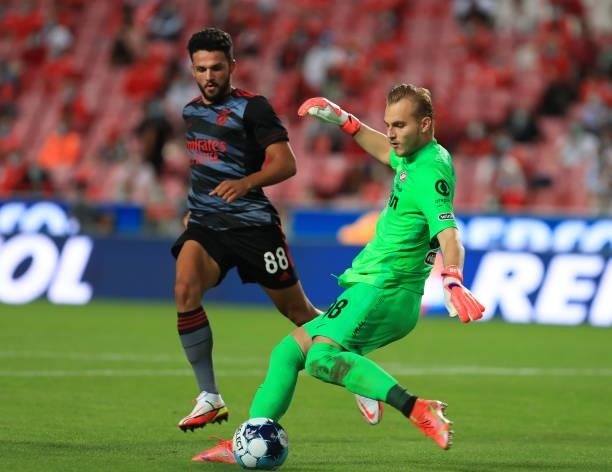 Aleks Maksimenko of Spartak Moskva in action during the UEFA Champions League Third Qualifying Round Leg One match between SL Benfica and Spartak...