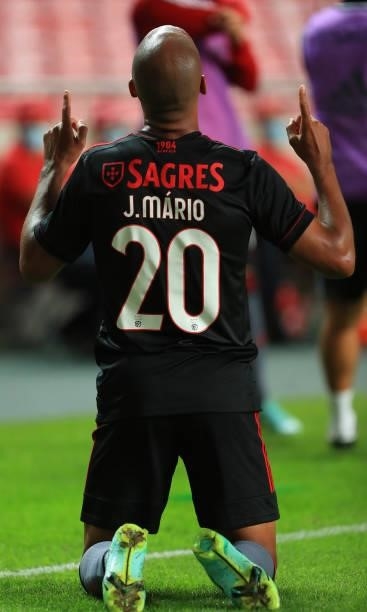Joao Mario of SL Benfica celebrate after score a goal during the UEFA Champions League Third Qualifying Round Leg One match between SL Benfica and...