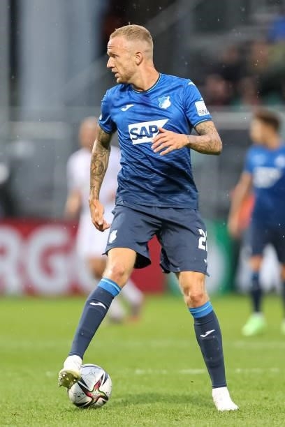 Kevin Vogt of TSG 1899 Hoffenheim controls the Ball during the DFB Cup first round match between Viktoria Koeln and 1899 Hoffenheim at Sportpark...