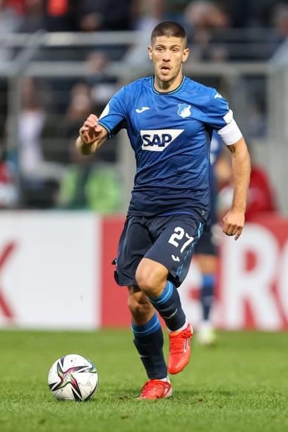 Andrej Kramaric of TSG 1899 Hoffenheim controls the Ball during the DFB Cup first round match between Viktoria Koeln and 1899 Hoffenheim at Sportpark...