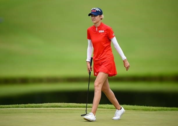 Saitama , Japan - 7 August 2021; Nelly Korda of United States on the 18th during round four of the women's individual stroke play at the Kasumigaseki...