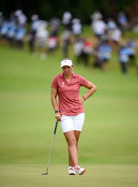 Saitama , Japan - 7 August 2021; Emily Kristine Pedersen of Denmark on the 18th during round four of the women's individual stroke play at the...