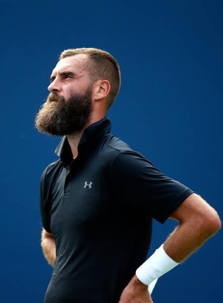 Benoit Paire of France looks on during his second round match against Diego Schwartzman of Argentina on Day Three of the National Bank Open at Aviva...