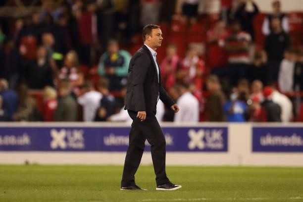 Derek Adams the manager / head coach of Bradford City during the Carabao cup first round match between Nottingham Forest and Bradford City at City...
