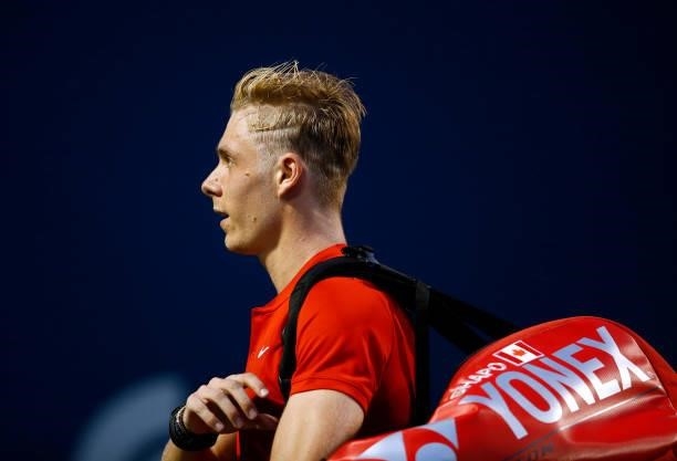 Denis Shapovalov of Canada walks off the court following his second round match against Frances Tiafoe of the United States on Day Three of the...