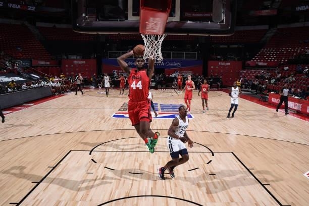 Patrick Williams of the Chicago Bulls dunks the ball against the Minnesota Timberwolves during the 2021 Las Vegas Summer League on August 12, 2021 at...