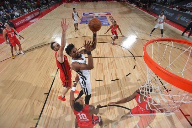 David Duke of the Brooklyn Nets shoots the ball against the Washington Wizards during the 2021 Las Vegas Summer League on August 12, 2021 at the Cox...