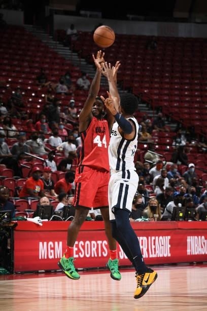 Patrick Williams of the Chicago Bulls shoots a 3-pointer against the Minnesota Timberwolves during the 2021 Las Vegas Summer League on August 12,...