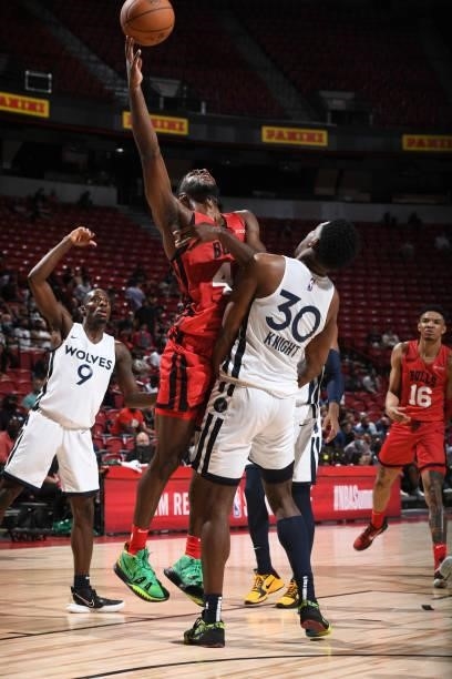 Patrick Williams of the Chicago Bulls shoots the ball against the Minnesota Timberwolves during the 2021 Las Vegas Summer League on August 12, 2021...