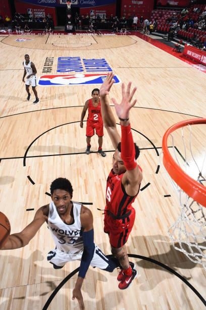 Malcolm Miller of the Minnesota Timberwolves shoots the ball against the Chicago Bulls during the 2021 Las Vegas Summer League on August 12, 2021 at...