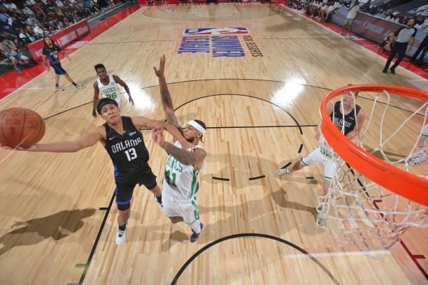 Hampton of the Orlando Magic shoots the ball against the Boston Celtics during the 2021 Las Vegas Summer League on August 12, 2021 at the Cox...