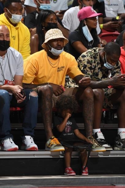 John Wall of the Houston Rockets attends the game between the Houston Rockets and the Toronto Raptors during the 2021 Las Vegas Summer League on...