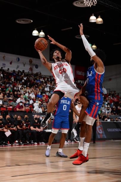 Lawson shoots the ball during the game against the Philadelphia 76ers during the 2021 Las Vegas Summer League on August 12, 2021 at the Cox Pavilion...