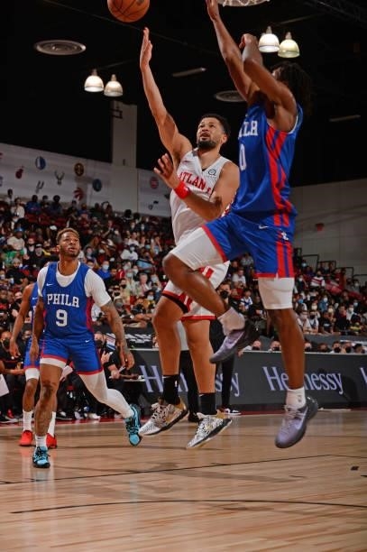 Skylar Mays of the Atlanta Hawks shoots the ball during the game against the Philadelphia 76ers during the 2021 Las Vegas Summer League on August 12,...