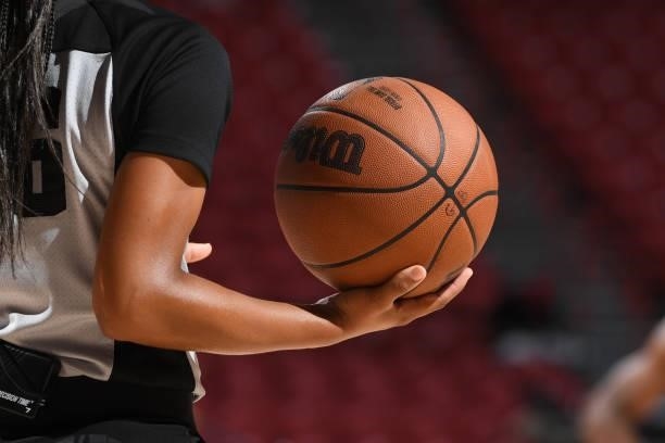 The official basketball of the NBA pictured during the 2021 Las Vegas Summer League on August 12, 2021 at the Thomas & Mack Center in Las Vegas,...