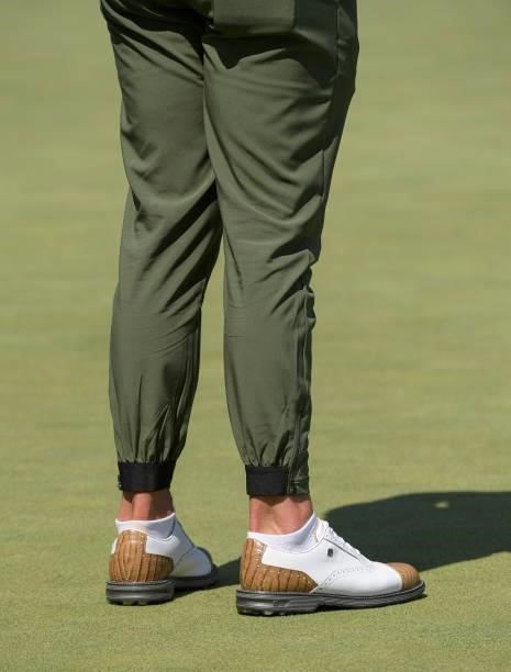 View of Blayne Barbers shoes and pants during the second round of the Korn Ferry Tours Pinnacle Bank Championship presented by Aetna at The Club at...