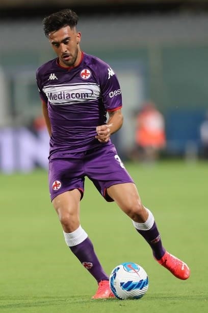 Nicholas Gonzalez of ACF Fiorentina in action during the Coppa Italia match between ACF Fiorentina and Cosenza at Artemio Franchi on August 13, 2021...