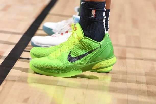 The sneakers worn by Kerry Blackshear Jr. #22 of the Minnesota Timberwolves during the game agains the Milwaukee Bucks during the 2021 Las Vegas...