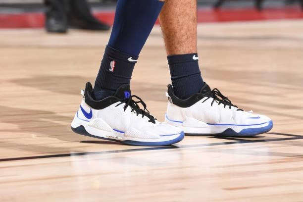 The sneakers worn by Brian Bowen II of the Minnesota Timberwolves during the game agains the Milwaukee Bucks during the 2021 Las Vegas Summer League...