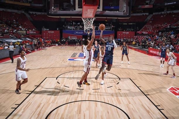 Kira Lewis Jr. #13 of the New Orleans Pelicans shoots the ball against the Cleveland Cavaliers during the 2021 Las Vegas Summer League on August 13,...