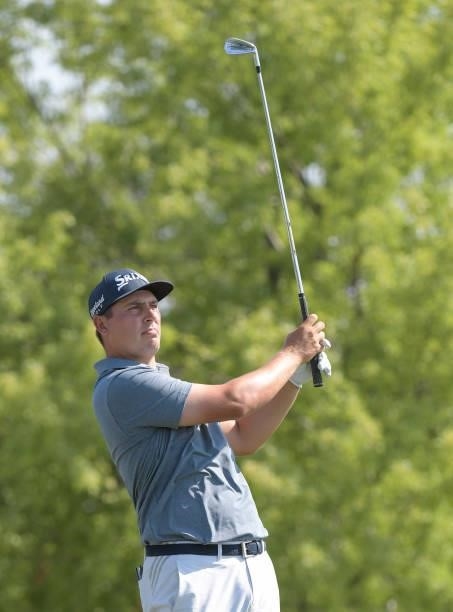 Andrew Novak plays a tee shot on the fifth hole during the second round of the Korn Ferry Tours Pinnacle Bank Championship presented by Aetna at The...