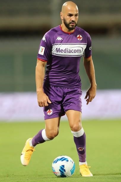Riccardo Saponara of AFC Fiorentina in action during the Coppa Italia match between ACF Fiorentina and Cosenza at Artemio Franchi on August 13, 2021...