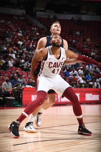 James Banks III of the Cleveland Cavaliers fights for rebound during the game against the New Orleans Pelicans during the 2021 Las Vegas Summer...