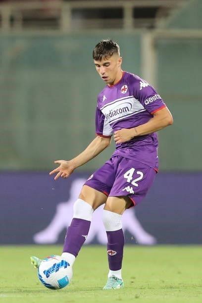 Alessandro Bianco of AFC Fiorentina in action during the Coppa Italia match between ACF Fiorentina and Cosenza at Artemio Franchi on August 13, 2021...