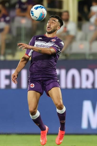 Nicholas Gonzalez of AFC Fiorentina in action during the Coppa Italia match between ACF Fiorentina and Cosenza at Artemio Franchi on August 13, 2021...