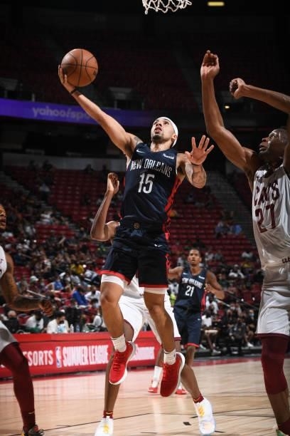 Jose Alvarado of the New Orleans Pelicans shoots the ball during the game against the Cleveland Cavaliers during the 2021 Las Vegas Summer League on...