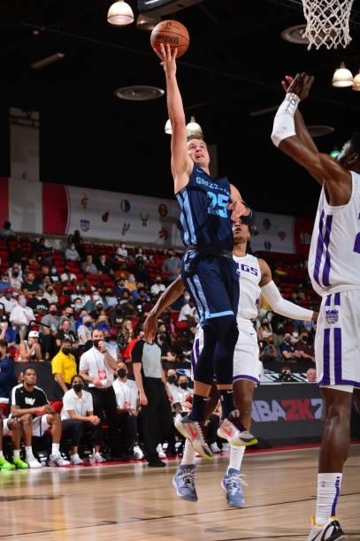 Sam Merrill of the Memphis Grizzlies shoots the ball against the Sacramento Kings during the 2021 Las Vegas Summer League on August 13, 2021 at the...