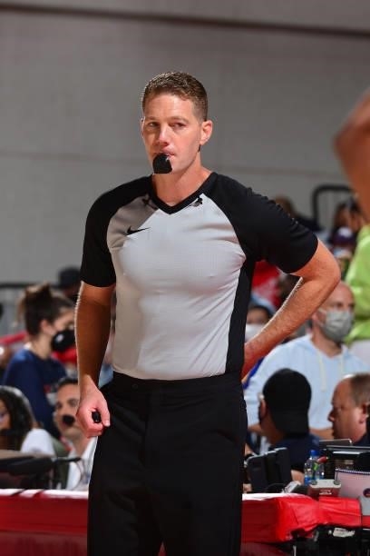 Referee, Paul Tuomey looks on during the game between the Sacramento Kings and the Memphis Grizzlies during the 2021 Las Vegas Summer League on...