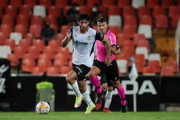 Gonzalo Guedes of Valencia CF during La liga match between Valencia CF and Getafe CF at Mestalla Stadium on August 13, 2021 in Valencia, Spain.