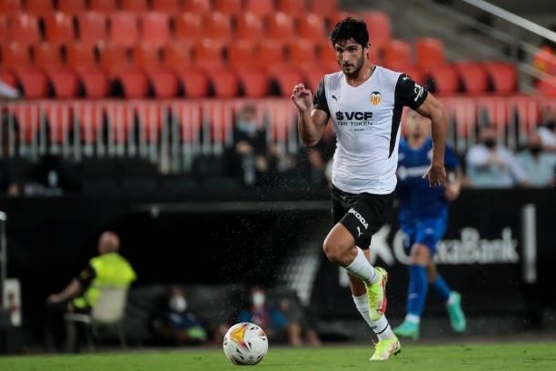 Gonzalo Guedes of Valencia CF during La liga match between Valencia CF and Getafe CF at Mestalla Stadium on August 13, 2021 in Valencia, Spain.