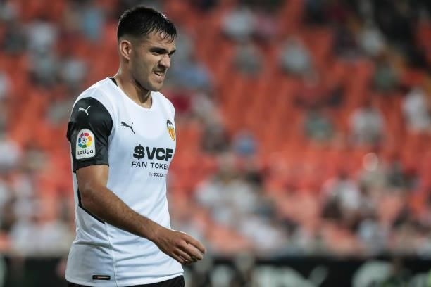Maxi Gomez of Valencia CF during La liga match between Valencia CF and Getafe CF at Mestalla Stadium on August 13, 2021 in Valencia, Spain.