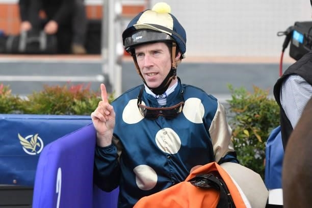 John Allen after Sierra Sue won the P.B. Lawrence Stakes, at Caulfield Racecourse on August 14, 2021 in Caulfield, Australia.