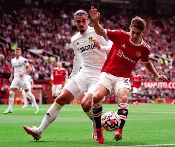 Daniel James of Manchester United in action during the Premier League match between Manchester United and Leeds United at Old Trafford on August 14,...