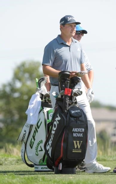 Andrew Novak watches play on the fifth hole during the second round of the Korn Ferry Tours Pinnacle Bank Championship presented by Aetna at The Club...