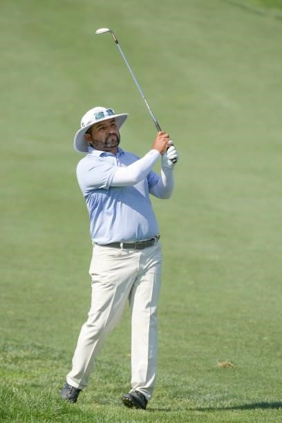 Jose de Jesus Rodriguez plays a shot on the first hole during the second round of the Korn Ferry Tours Pinnacle Bank Championship presented by Aetna...