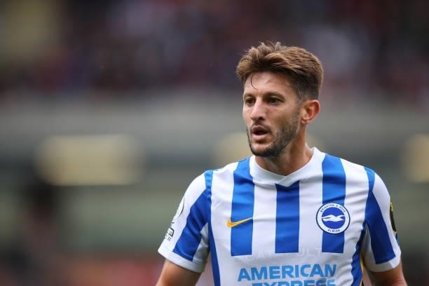 Adam Lallana of Brighton & Hove Albion during the Premier League match between Burnley and Brighton & Hove Albion at Turf Moor on August 14, 2021 in...