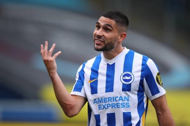 Neil Maupay of Brighton & Hove Albion during the Premier League match between Burnley and Brighton & Hove Albion at Turf Moor on August 14, 2021 in...
